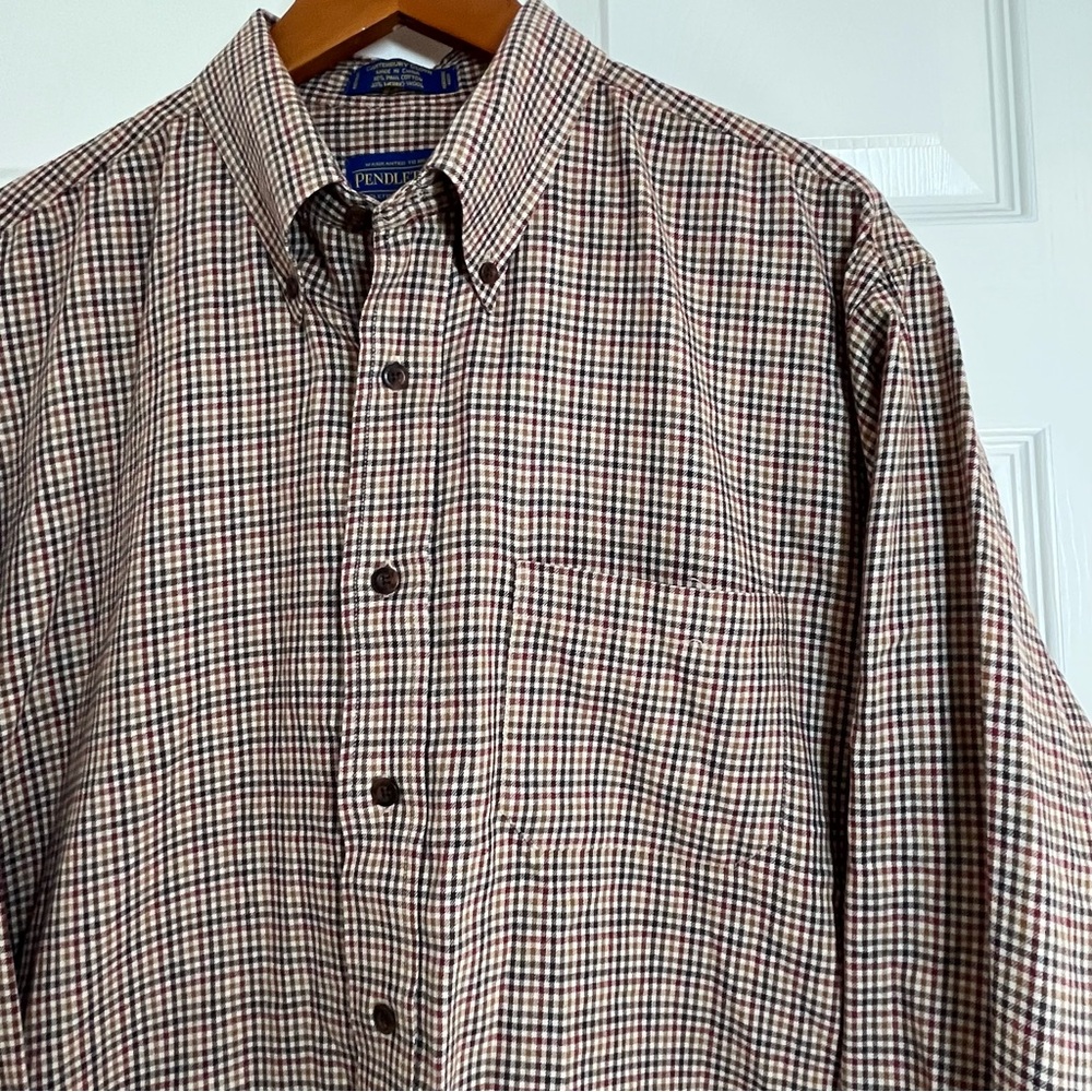 Pendleton Men's Tan Checkered Button Down Shirt - image 4